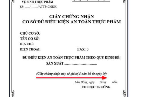 Hướng dẫn thủ tục và cách nộp trực tuyến hồ sơ cấp giấy chứng nhận cơ sở đủ điều kiện ATTP